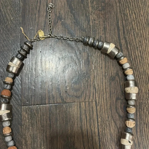 Unique Heavily Beaded, Wood & Metal Necklace - Picture 8 of 12